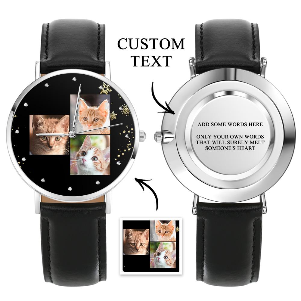Custom Photo Watch Personalized Collage Photo Watch for Cat Owner
