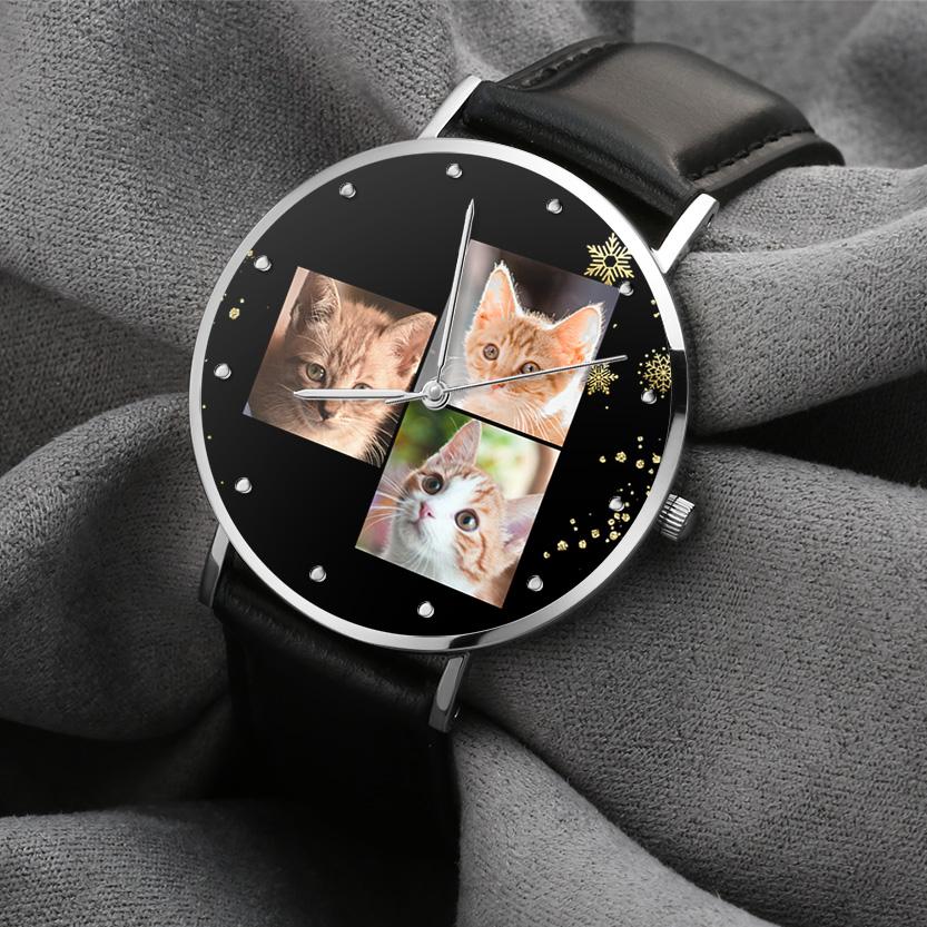 Custom Photo Watch Personalized Collage Photo Watch for Cat Owner
