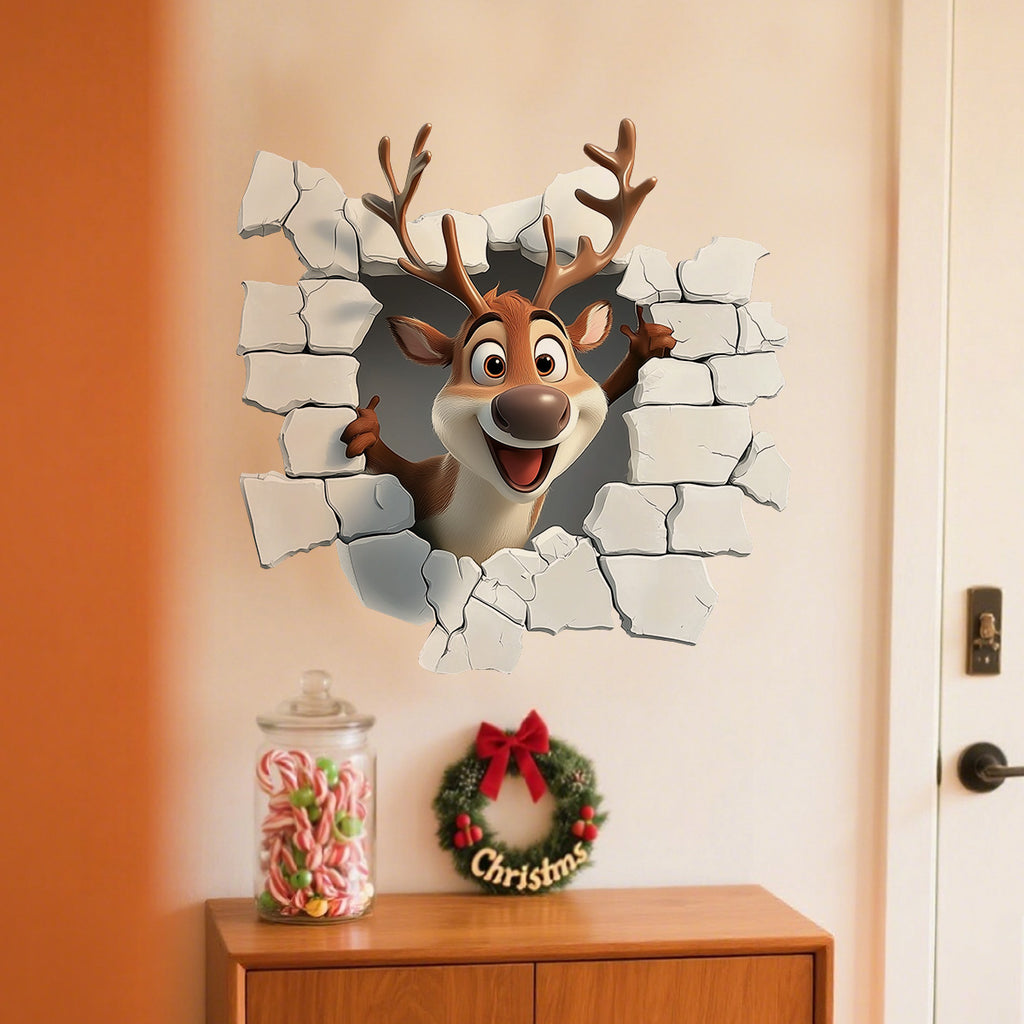3D Christmas Wall Stickers Santa Claus Removable Stickers Holiday Wallpaper Home Decor