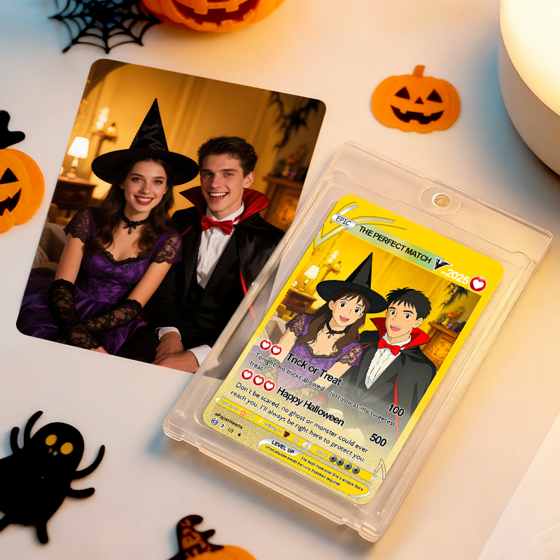 Custom Poke Card Custom Poke Present with Acrylic Case Cartoon Card Halloween Gifts