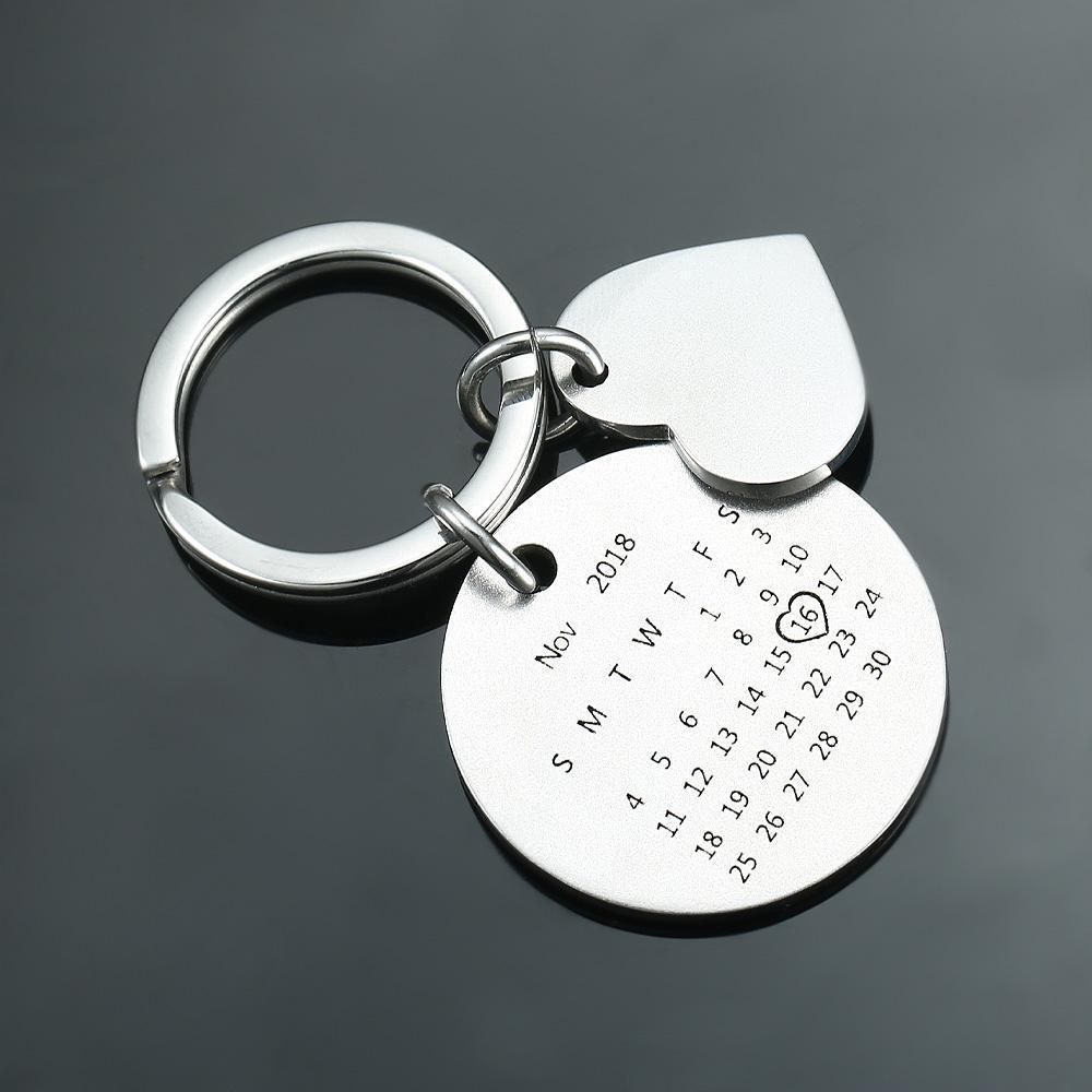 Custom Photo Keychain Personalized Engraved Calendar Keychain Gift For Baby