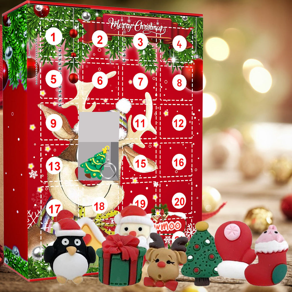 Christmas Ornament/Keychain Blind Box Xmas 24-day Countdown Calendar Gifts Box Xmas Gift
