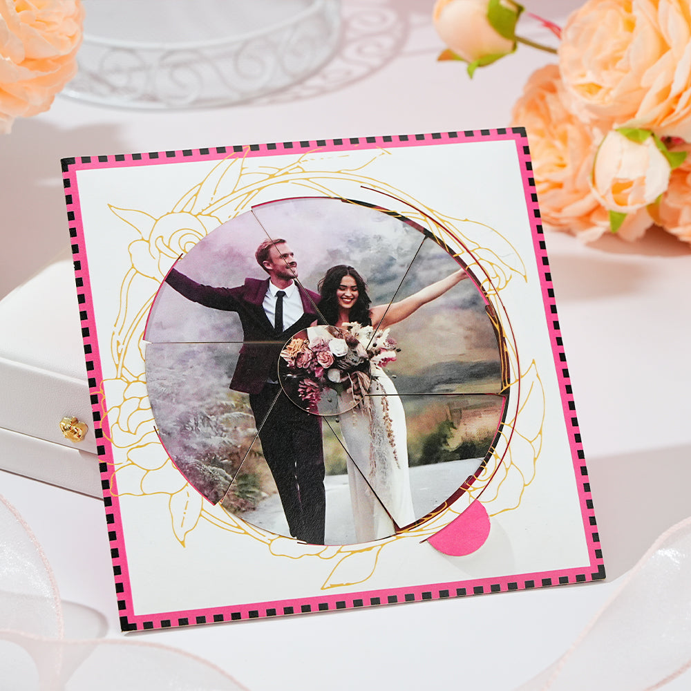 Customized Photo Rotating Greeting Card Double Picture Greeting Card Wedding Gift
