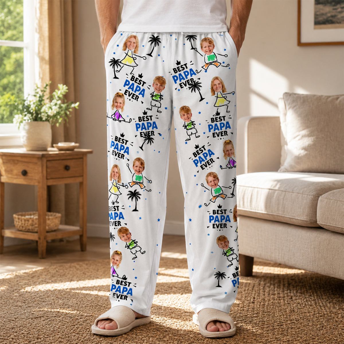Personalized Photo Lounge Pants for Dad – Best Dad Ever Father's Day Gift for Husband, Grandpa & Dad