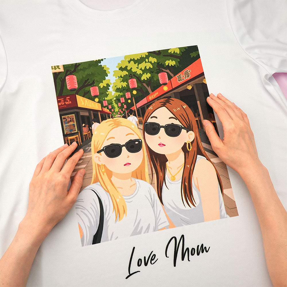 Custom Cartoon Style Photo T-Shirt Personalized Anime Portrait Tshirt with Custom Text Gift for Friend