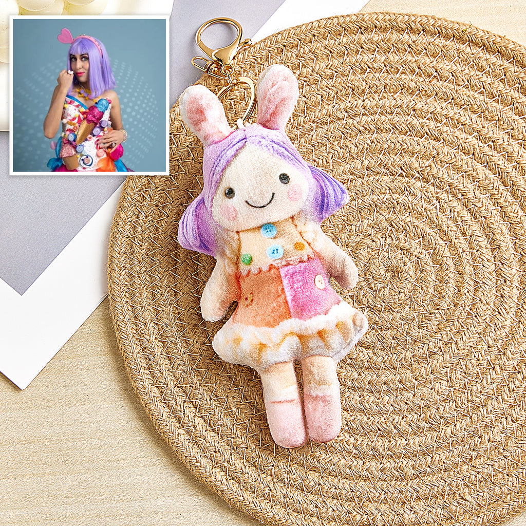 Personalized Bag Charm Photo Plush Doll Keychain Mini Me Plush Keychain Birthday Gifts
