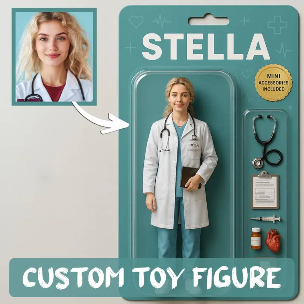 3D Effect Action Figure Pack Packaging Toy Box Style Art Gift Personalized Acrylic Keychain Gift for Mom