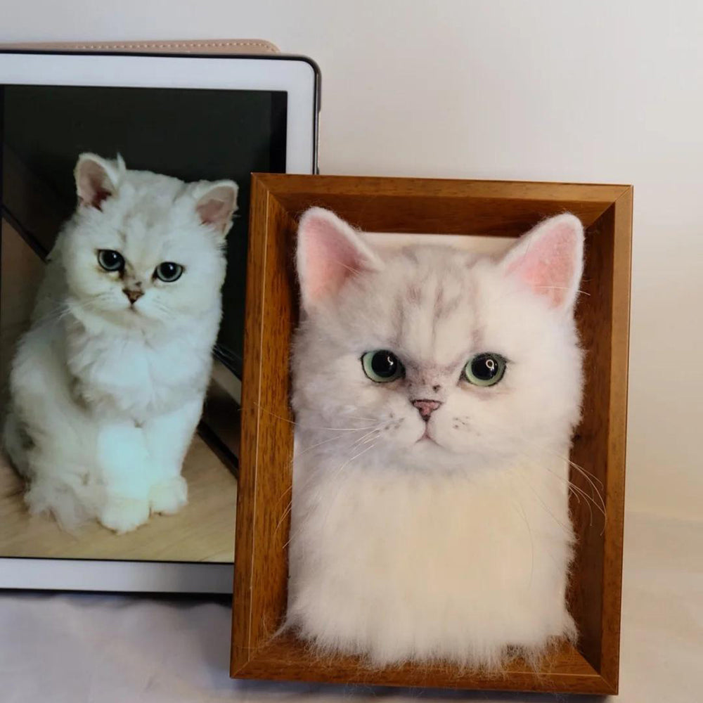 Custom Wool Needle Felted Cats, Portrait Custom Cat Memorial Frame, Replica Cat Lover Gift