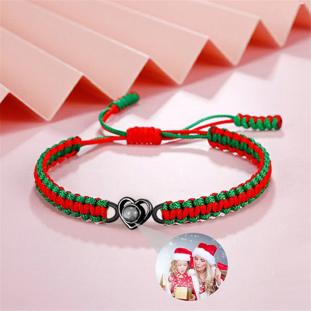 Custom Projection Photo Bracelet Weave Heart-shaped Commemorate Gifts
