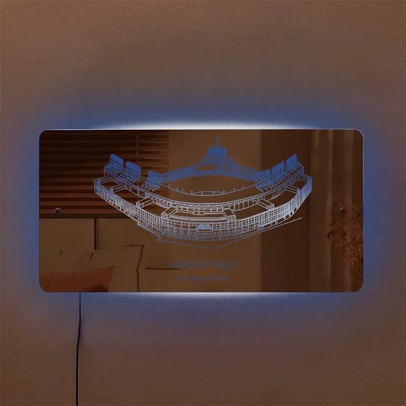 Globe Life Field Mirror Light Custom Your Slogan Text Personalized Gift for Sport Lover