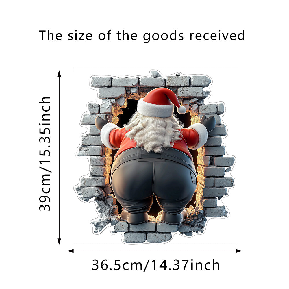 3D Christmas Wall Stickers Santa Claus Removable Stickers Holiday Wallpaper Home Decor