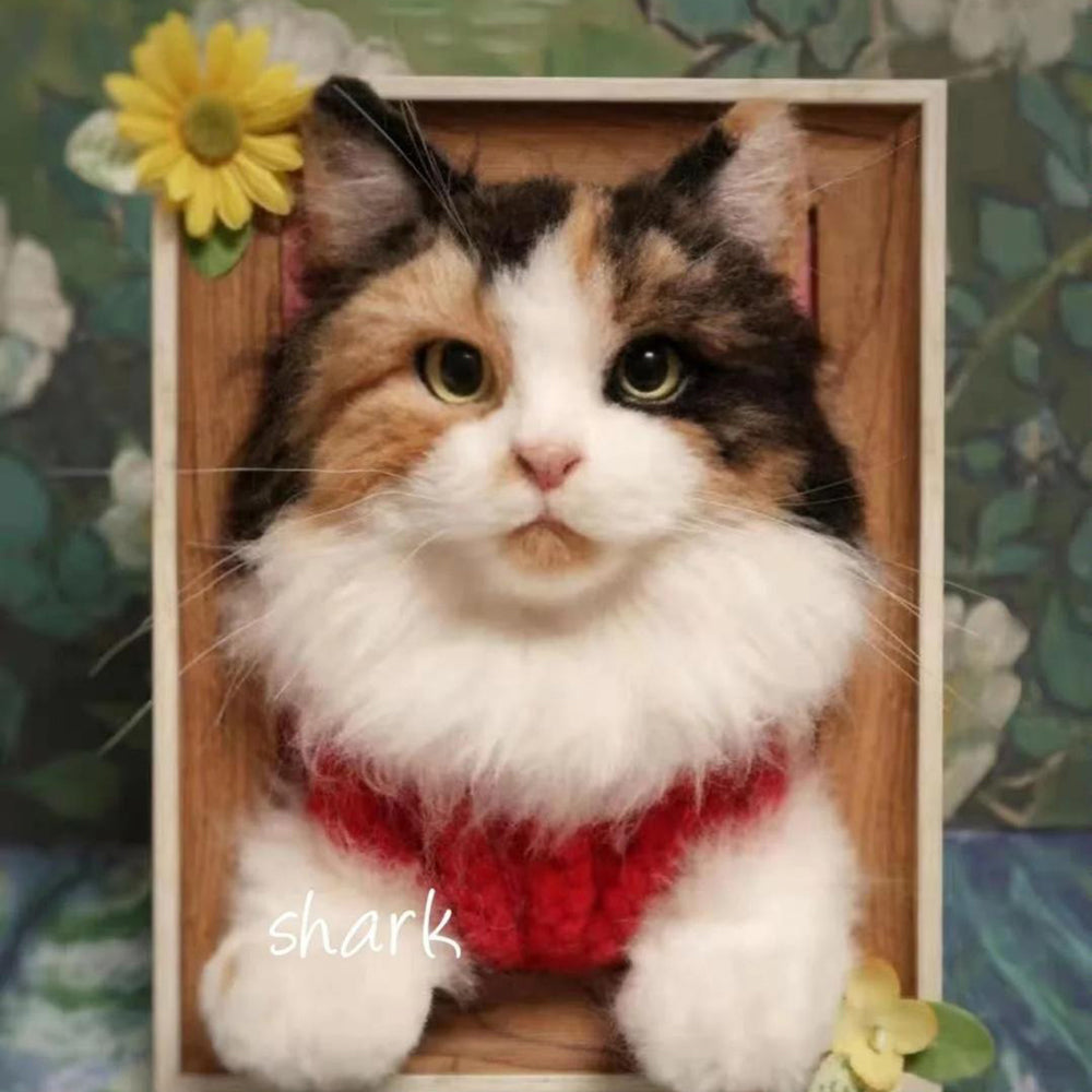 Customized Felted Cat Portrait, Perfect Decor, Gift for Pet Memorial for Cat Owners and Lovers