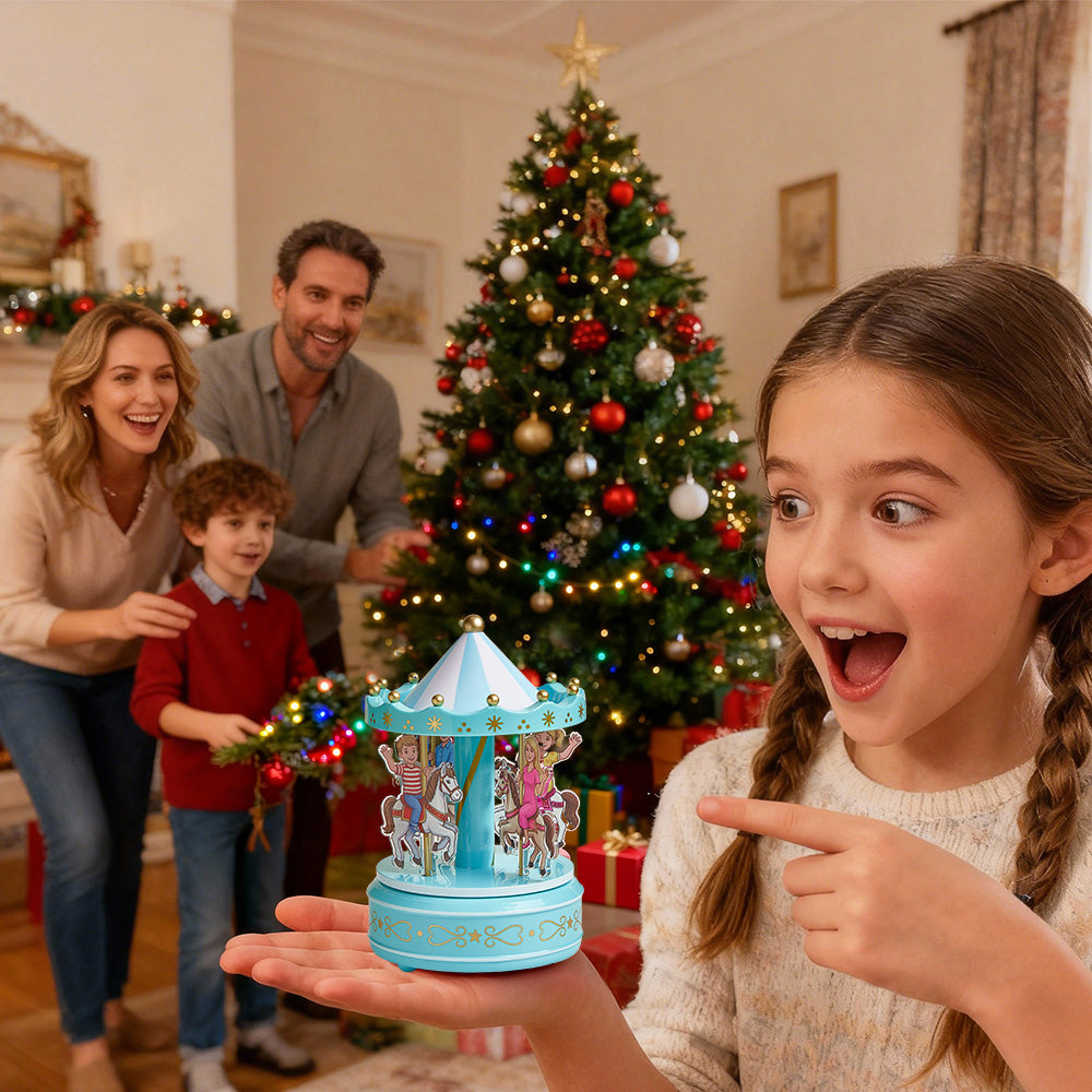 Custom Portrait Carousel Music Box Ornament Family Member Desktop Decoration Gift For Family