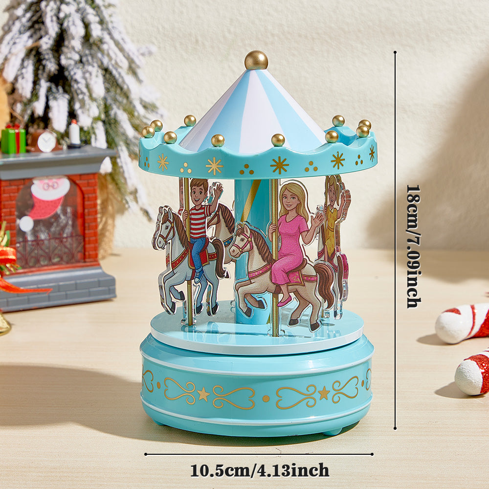 Custom Portrait Carousel Music Box Ornament Family Member Desktop Decoration Gift For Family