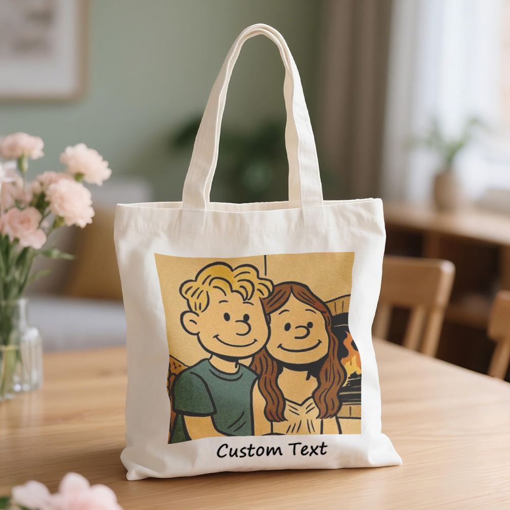 Custom Photo Canvas Bag Personalized Cartoon Anime Effect Photo Engraving Canvas Bag Unique Gift