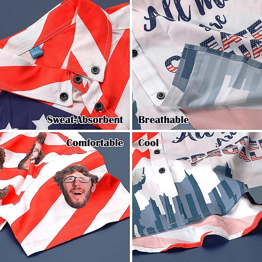 Fourth of July Custom Hawaiian Shirt with Dog Photo Personalized Hawaiian Shirt American Flag Shirt