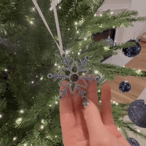 Personalized Green Snowflake Photo Ornament Custom Christmas Tree Decoration Projection Ornaments Christmas Gifts for Him