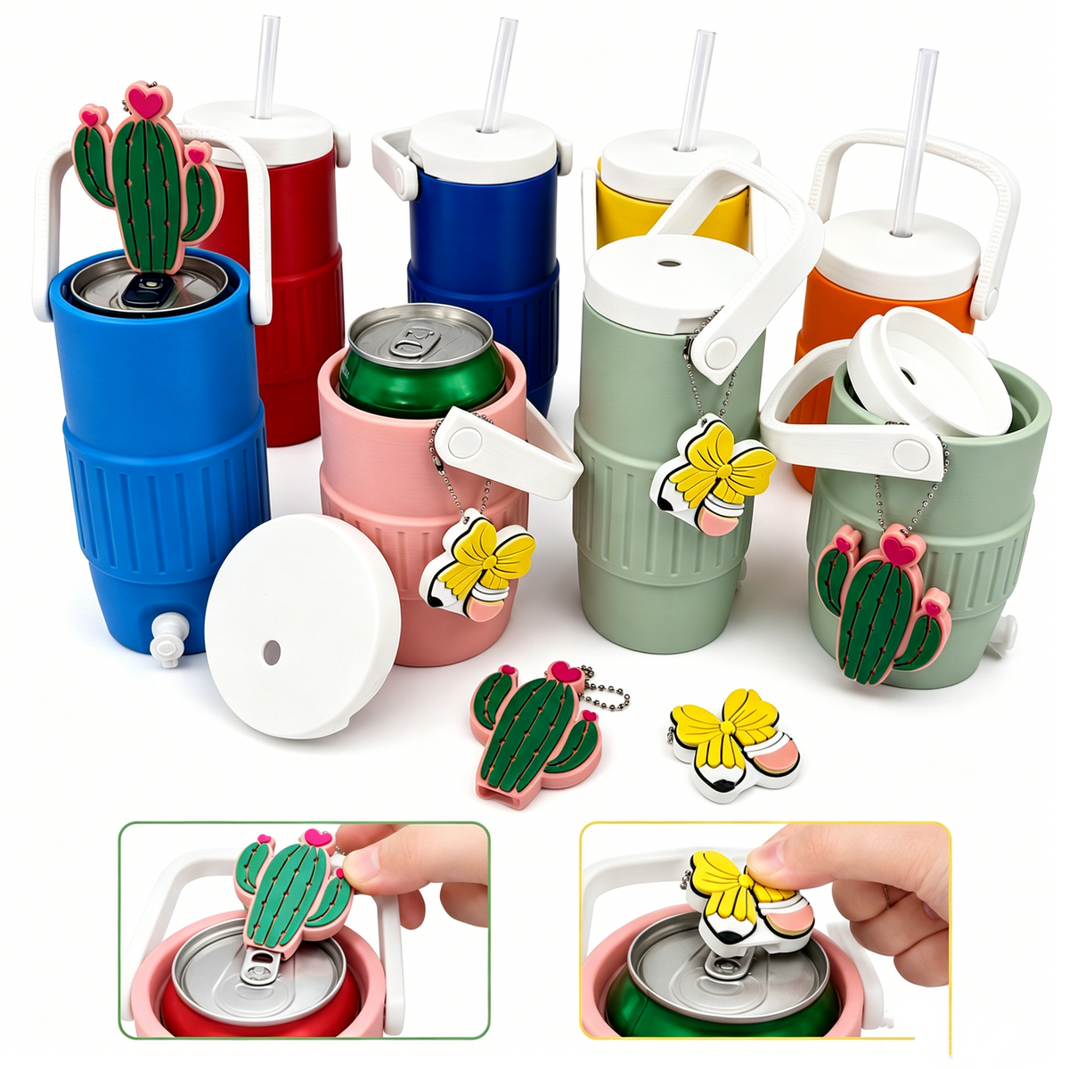 12oz Can Cooler Sleeve Holder Mini Water Jug Shaped Silicone Tumbler Boot Travel Beer Cozy Cup Accessory Gift for Teen Girls