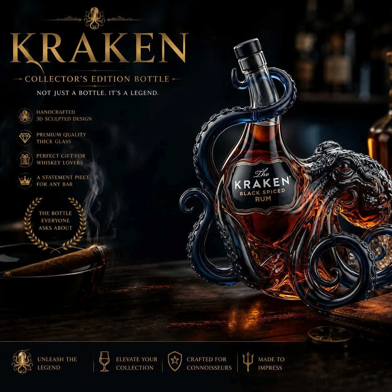 🎁 Vatertag: 49 % Rabatt – The Kraken Rum Edition: 3D-Oktopus-Flasche 🐙🥃 (2 kaufen – versandkostenfrei)