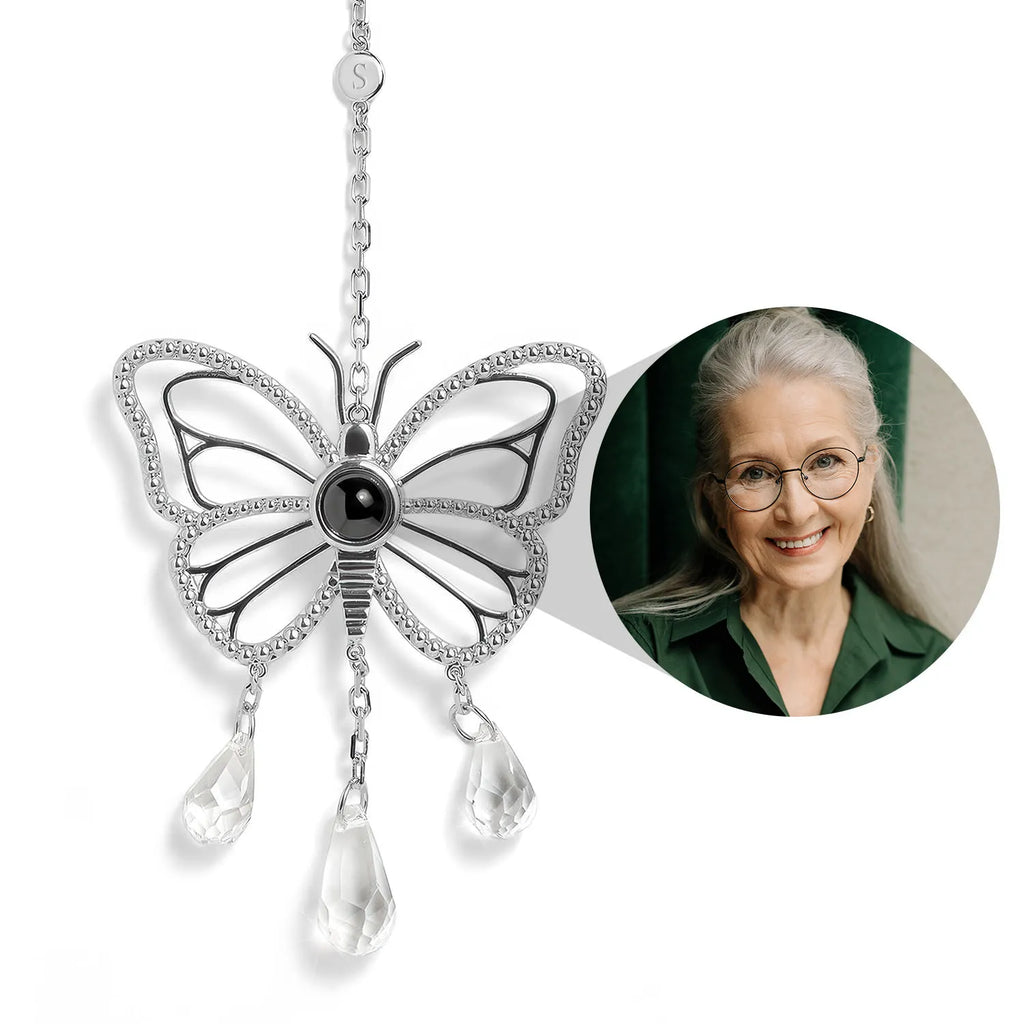 Personalized Butterfly Photo Sun Catcher Projection Ornament Car Decor