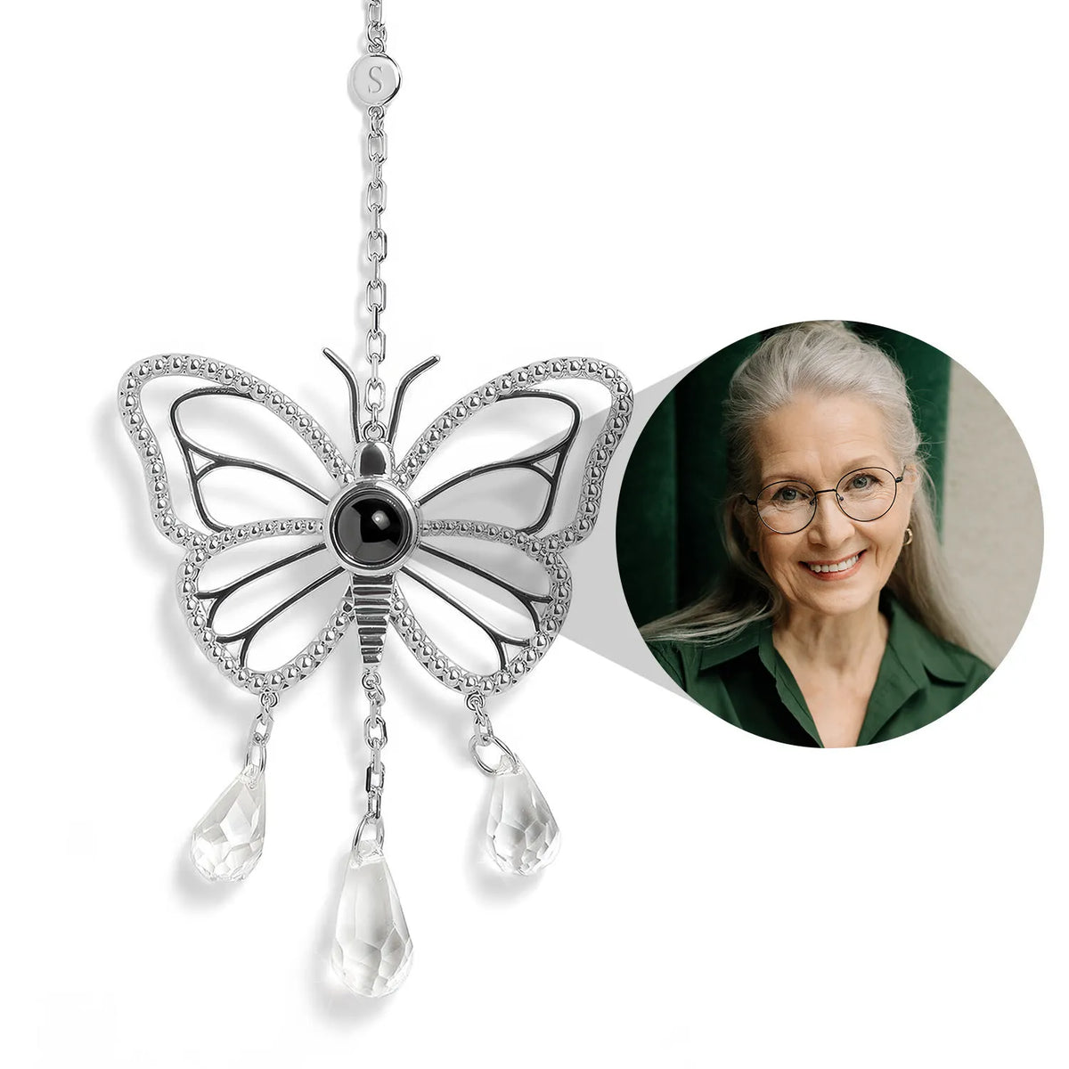 Personalized Butterfly Photo Sun Catcher Projection Ornament Car Decor