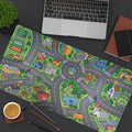 1pc Cartoon City Street Large Mouse Pad - Ultra-Smooth Desk Mat with Stitched Edges, Non-Slip Rubber Base, Vibrant Urban Map Design for Office And Home Workspace Setup