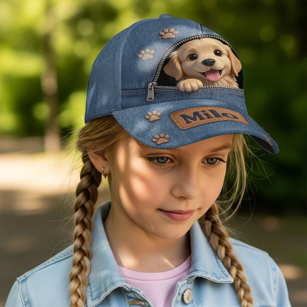 Personalized Dog Photo Hat | Custom Pet Portrait Baseball Cap, Dog Lover Gift, Embroidered Dog Face Cap for Men & Women