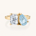 Toi Et Moi Birthstone Ring Personalized Two Stone Ring for Couples Valentine's Day Gift for Her