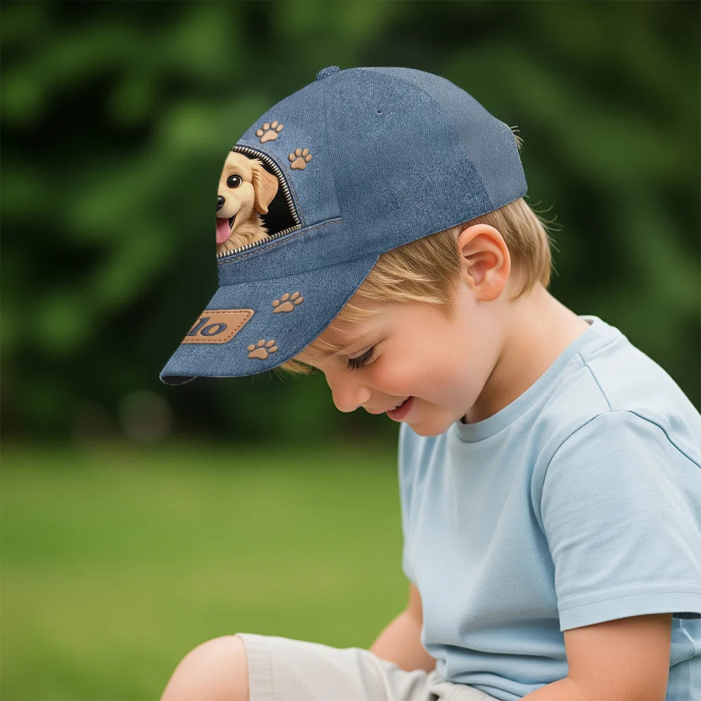 Personalized Dog Photo Hat | Custom Pet Portrait Baseball Cap, Dog Lover Gift, Embroidered Dog Face Cap for Men & Women
