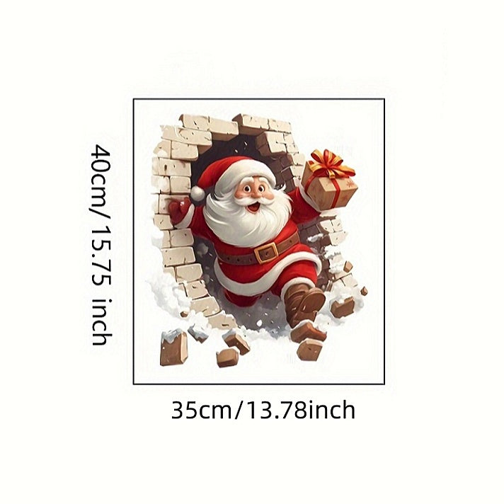 3D Christmas Wall Stickers Santa Claus Removable Stickers Holiday Wallpaper Home Decor