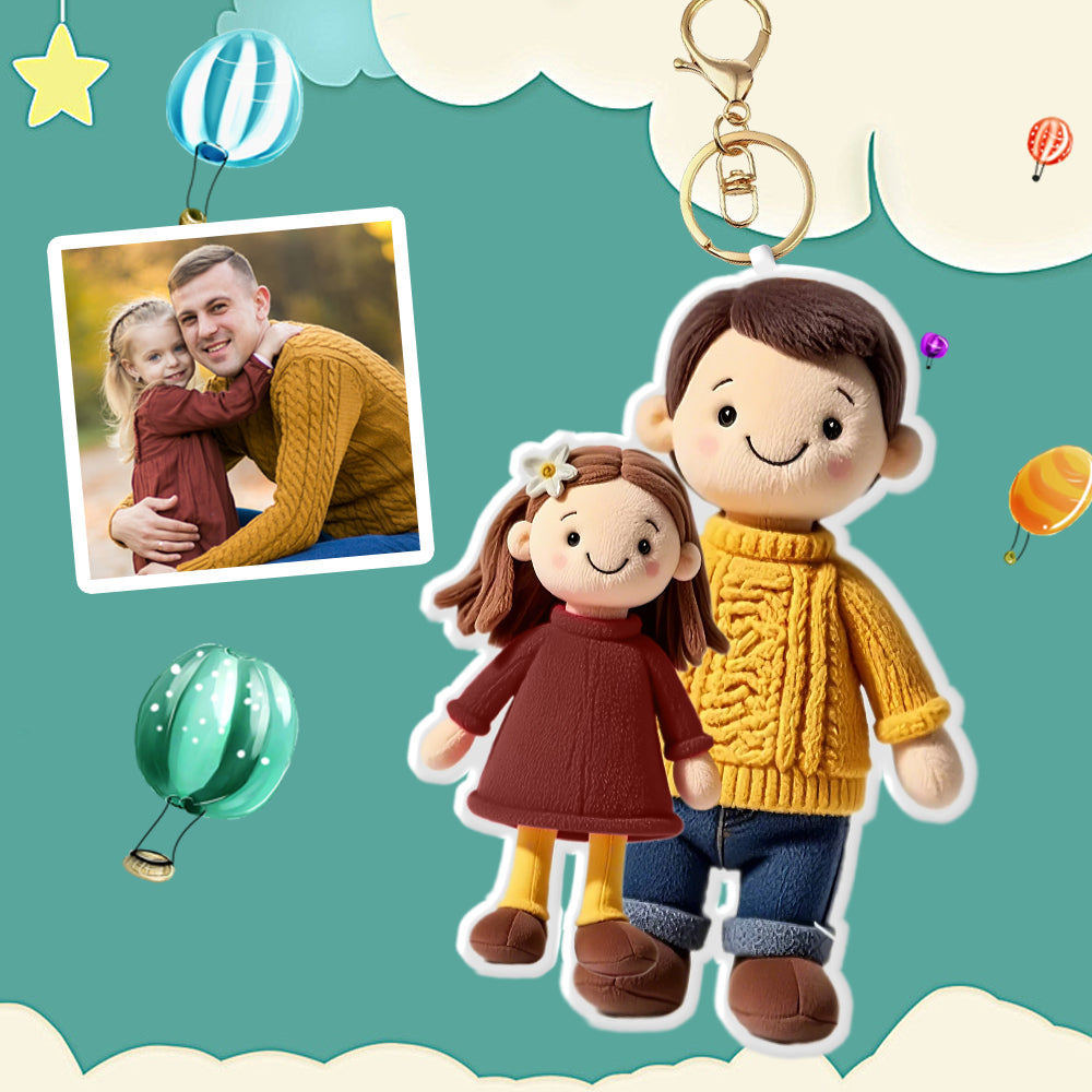 Personalized Photo Plush Doll Keychain Mini Me Plush Keychain Gifts for Boyfriend