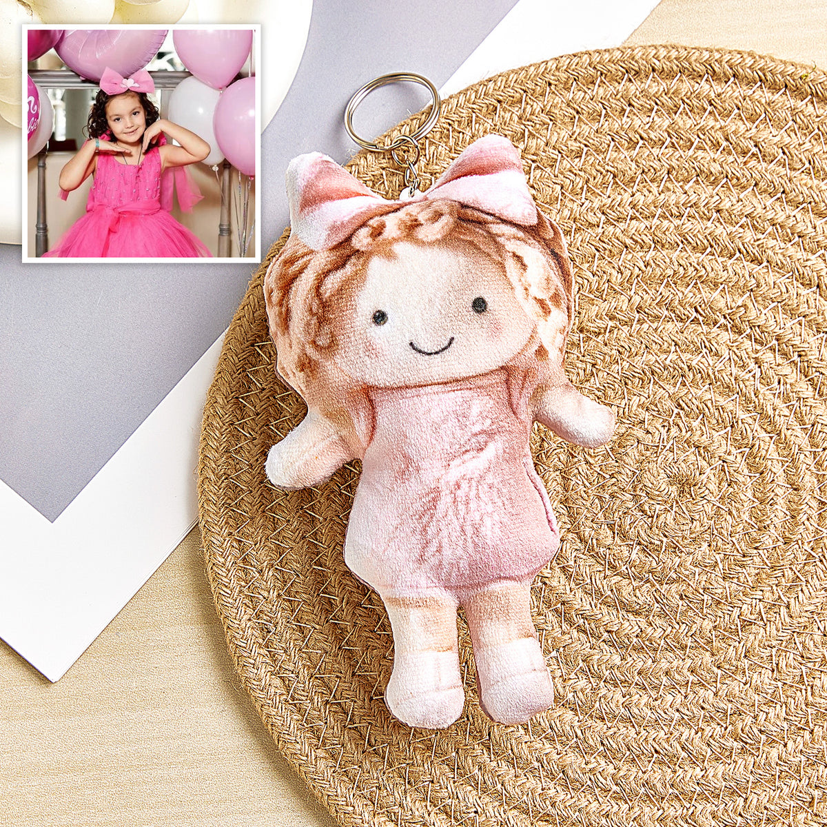 Personalized Bag Charm Photo Plush Doll Keychain Mini Me Plush Keychain Birthday Gifts