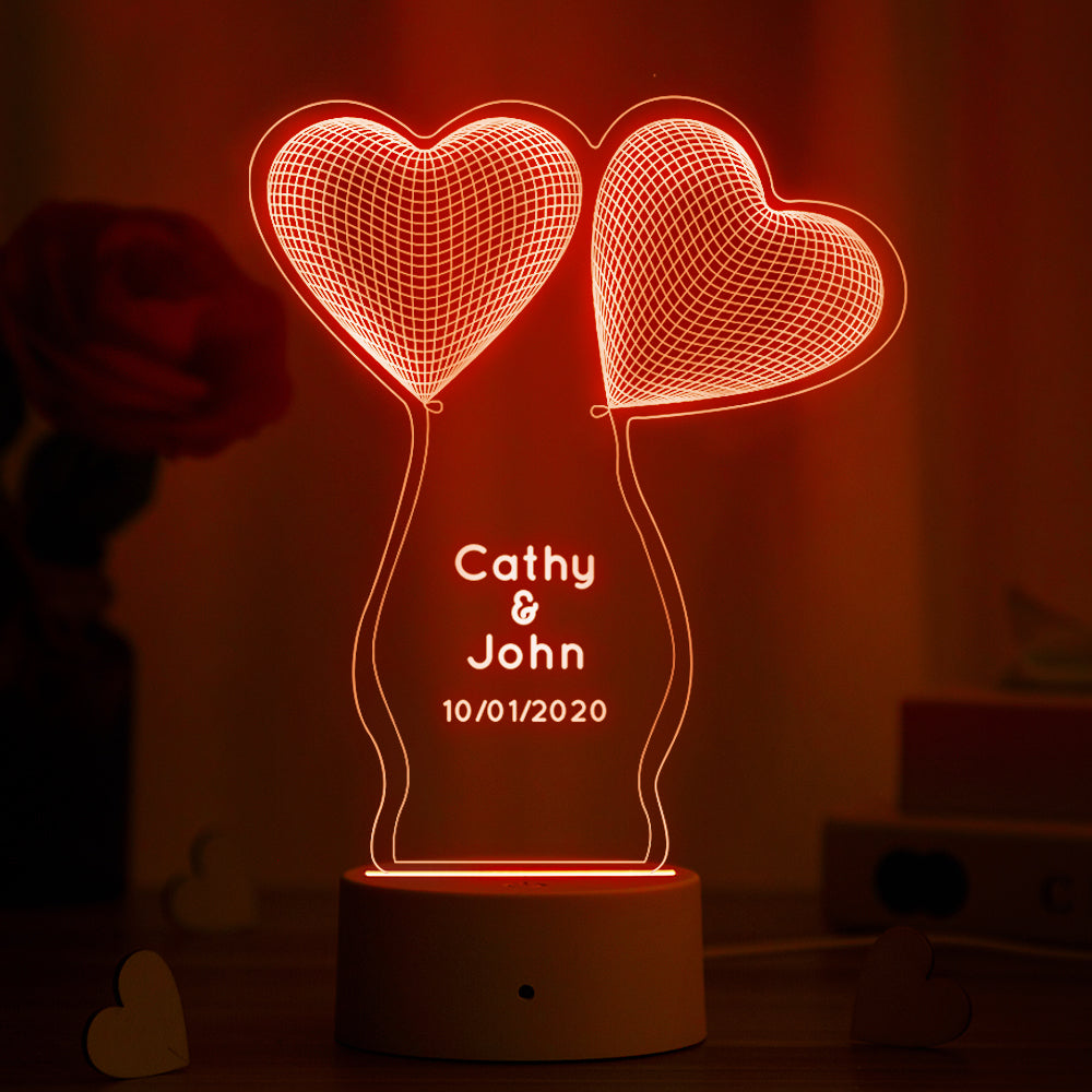 Custom LED Illuminate 3D Lamp with Name Love Gift 7 Colors Optical Night Light