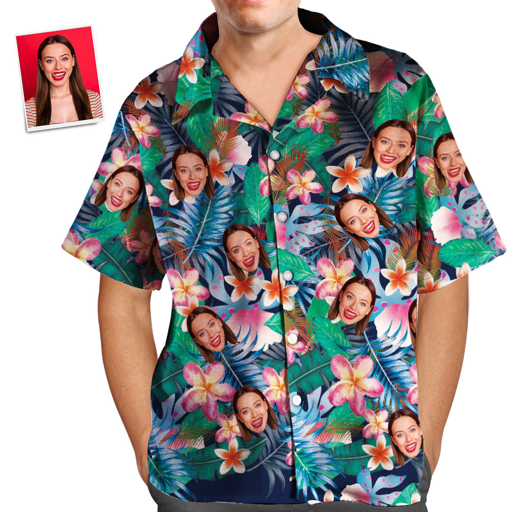 Custom Hawaiian Shirts Colorful Flowers Personalized Aloha Beach Shirt For Men