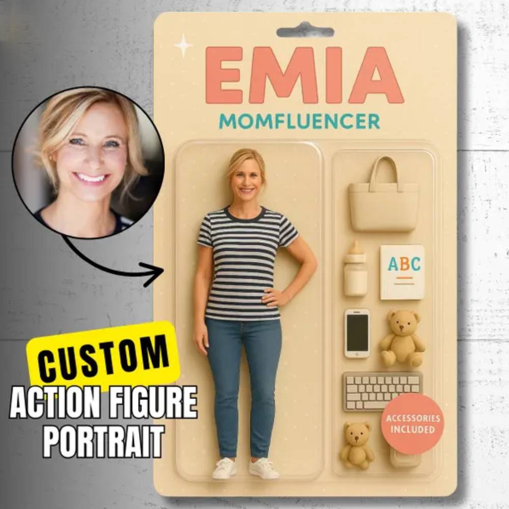 3D Effect Action Figure Pack Packaging Toy Box Style Art Gift Personalized Acrylic Car Hanger Gift for Mom