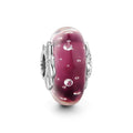 Purple Drop Water Charm Murano Glass Bead Silver