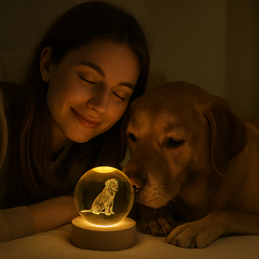 Custom Photo Crystal Ball Night Light Personalized Photo Crystal Light Gift for Pet Lovers