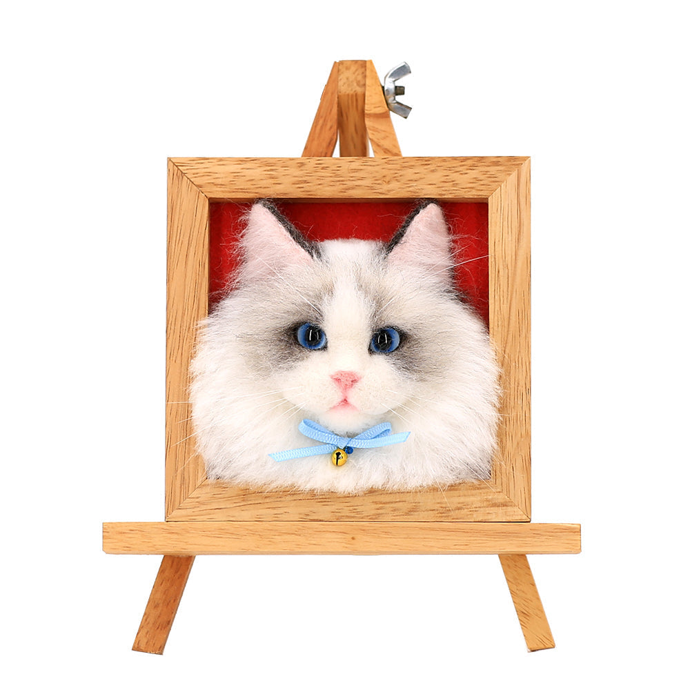 Custom Wool Needle Felted Cats, Portrait Custom Cat Memorial Frame, Replica Cat Lover Gift