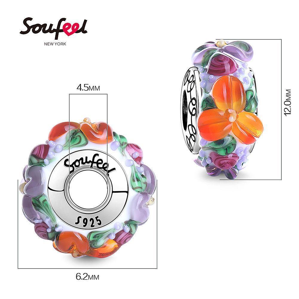 Flower Sea Charm Murano Glass Bead Silver