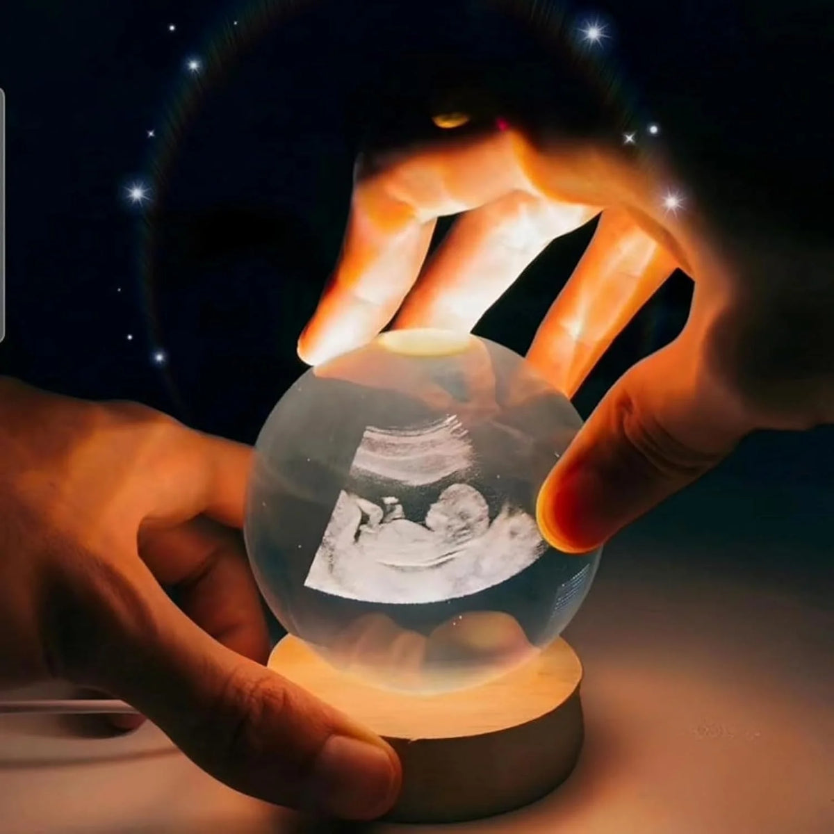 Custom 2D Photo Crystal Ball Night Light Personalized Photo Crystal Light for Baby Ultrasound Birthday Anniversary Wedding Gifts
