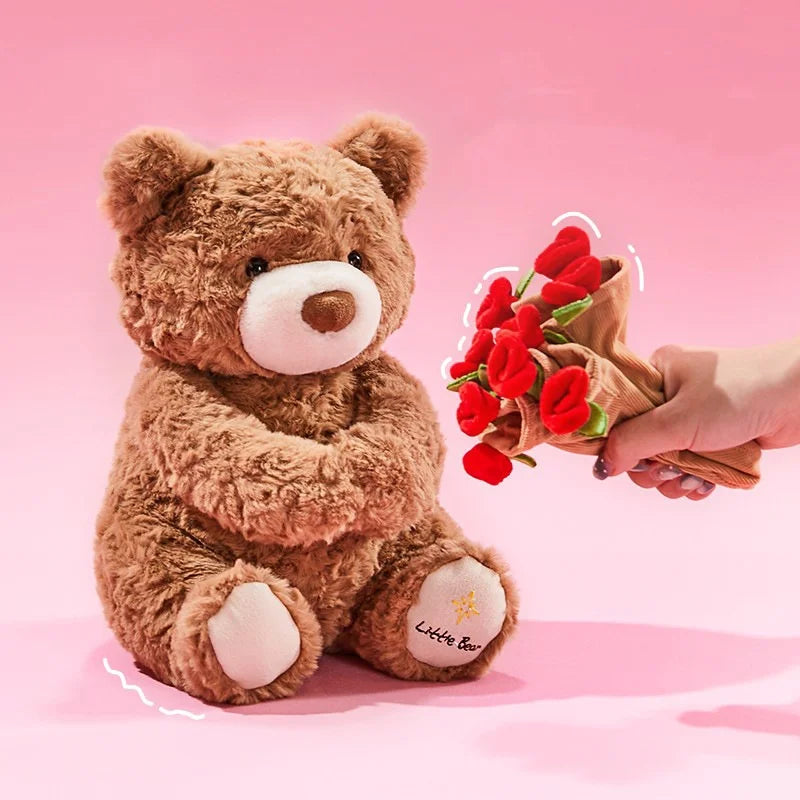 Romantic Teddy Bear Hugging Roses Bouquet – New Style Rose Bear Plush Toy