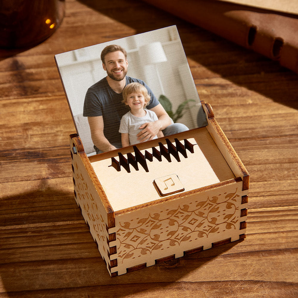 Custom Digital Music Box Any song Tune or Voice Personalized  Wooden Photo Music Box with Text Father's Day Gift