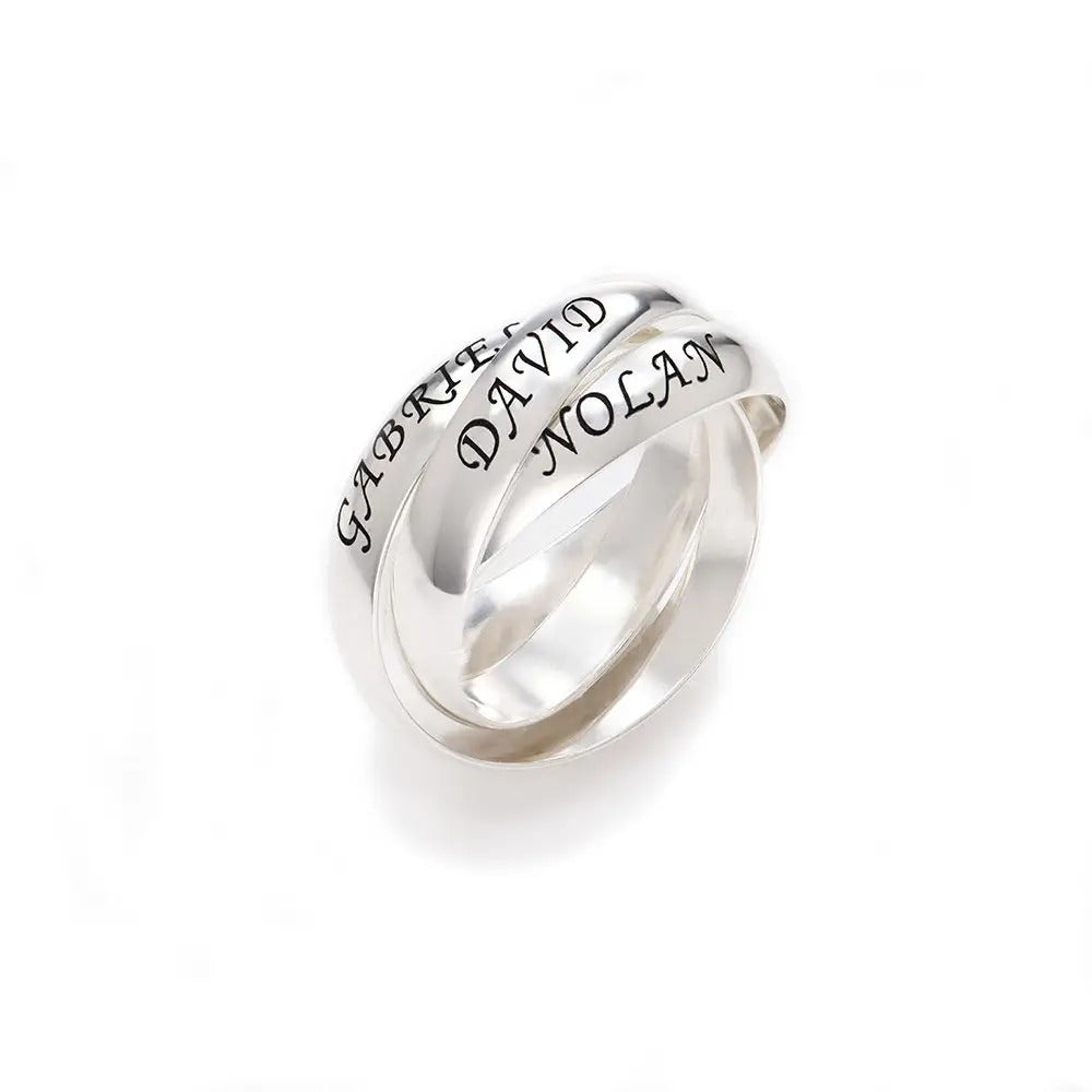 Three Interlocking Birthstone Rings – Personalized Triple Band Ring Gift for Her
