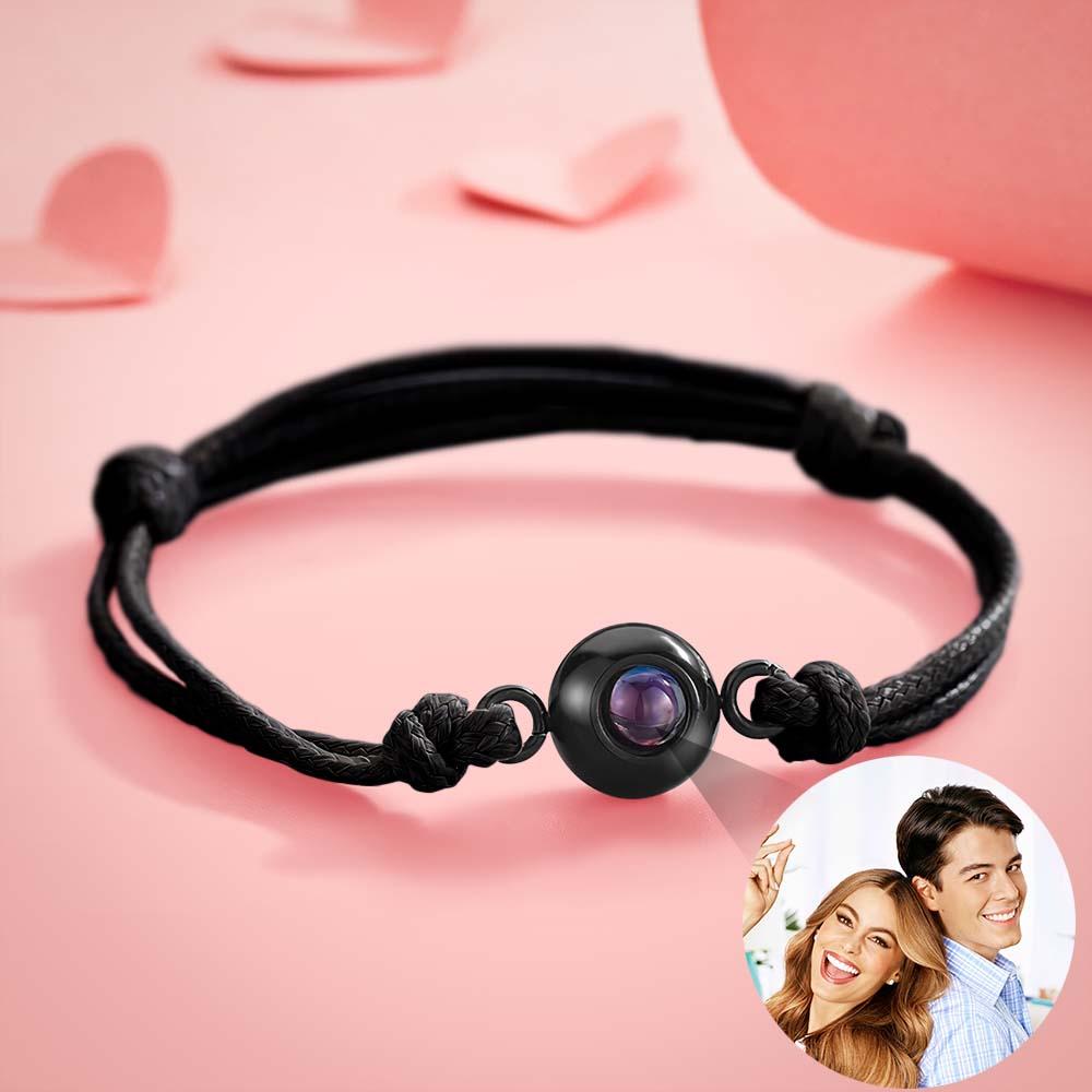 Custom Projection Photo Bracelet Weave Style Colorful Couple Gifts