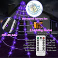 Lighted Halloween Triangular Spider Web with Giant Hairy Spider LED Purple Orange Glowing Web Outdoor Yard Decor Giant Plush Spider Haunted House Prop