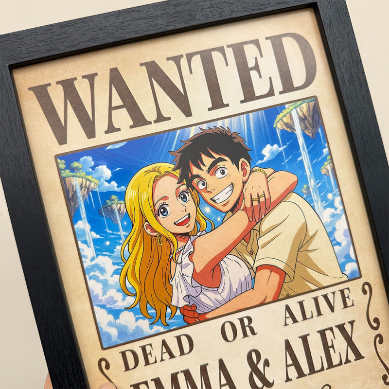 Custom Anime Bounty Couple Portrait Personalized Anime Style Wanted Poster Portrait Unique Captains' Couple Portrait