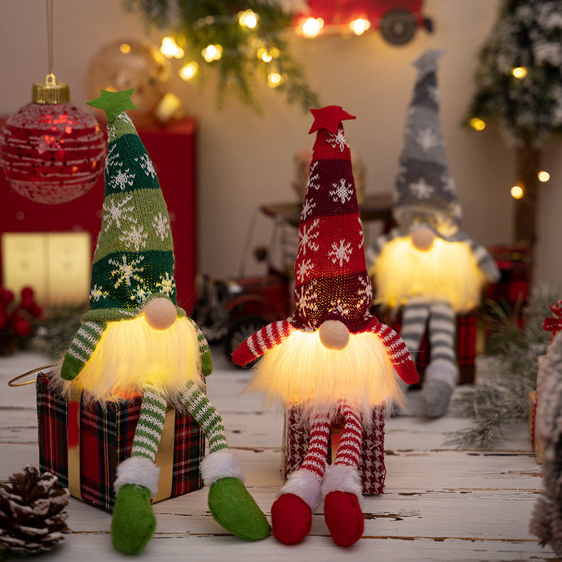 Glowing Gnome Christmas Faceless Dwarf LED With Batteries Doll Merry Christmas Home Decoration Navidad Natal Gift Red Grey Green Doll Xmax Gifts