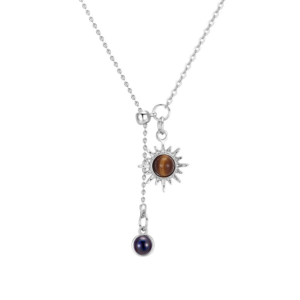 Personalized Sun Photo Necklace Projection Gem Necklace Anniversary Gifts for Her