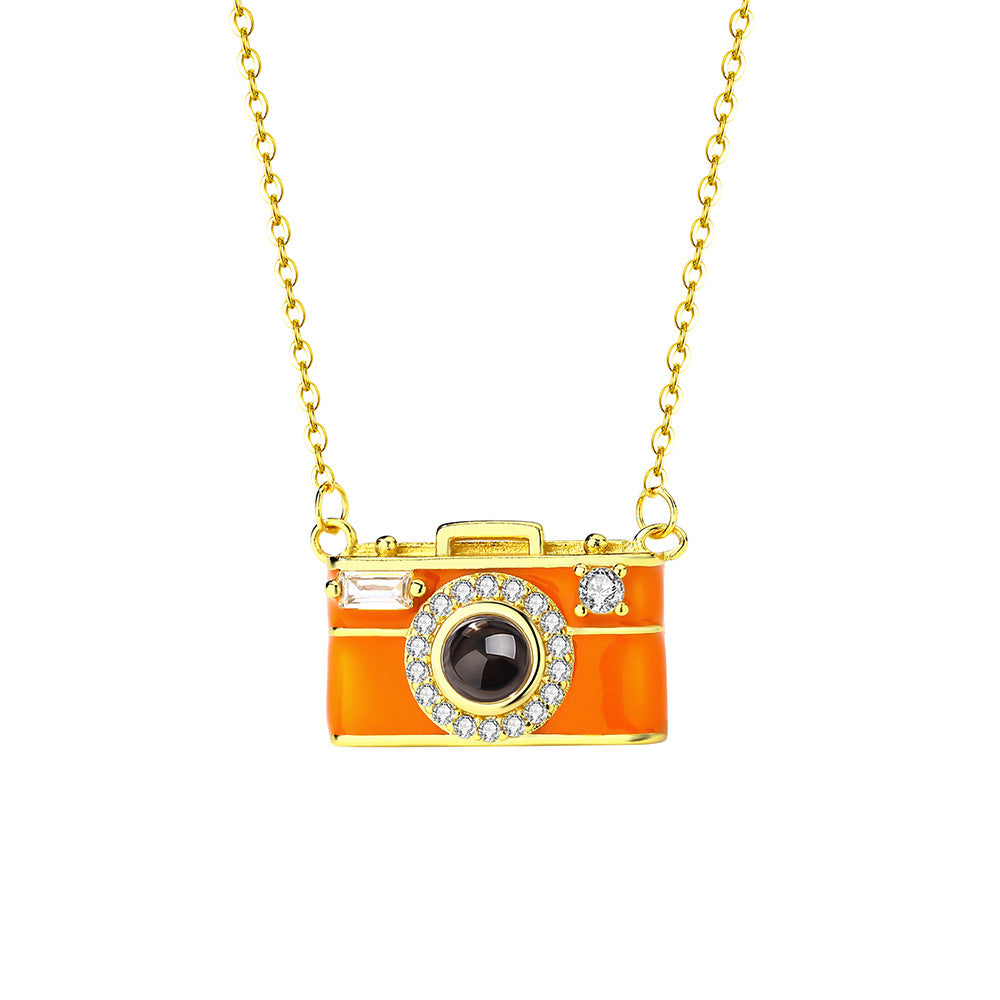 Personalized Photo Necklace Cartoon Style Projection Gem Camera Necklace Anniversary Gifts for Her