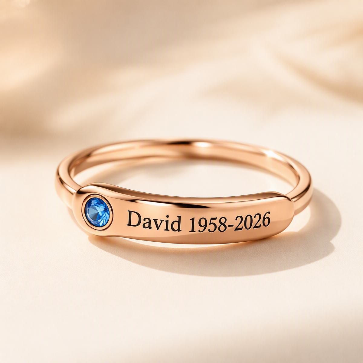 Personalized Birthstone Name Memorial Ring to Remember Someone You Loved